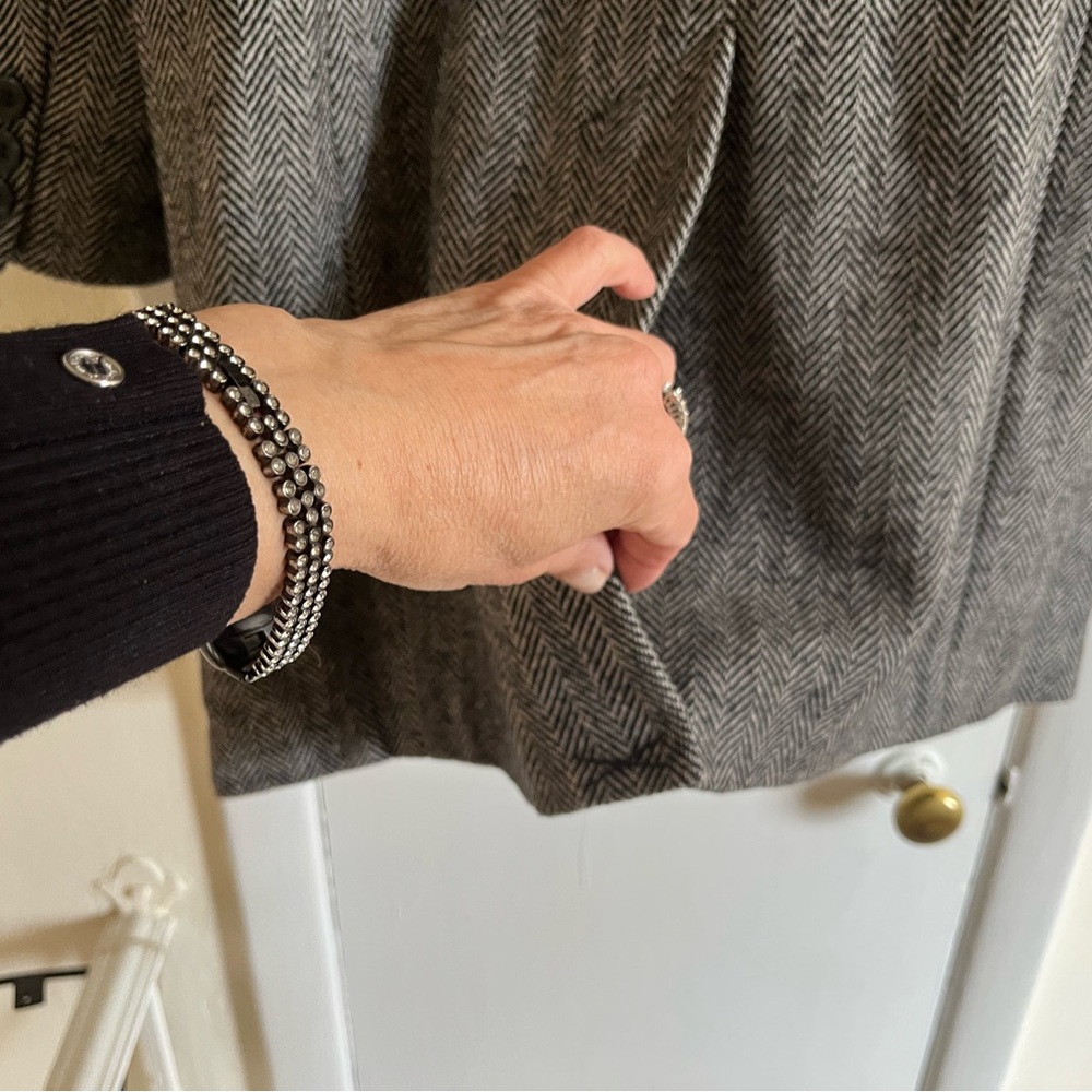 Ralph Lauren Black and White Herringbone Trench Coat - Picture 4 of 6